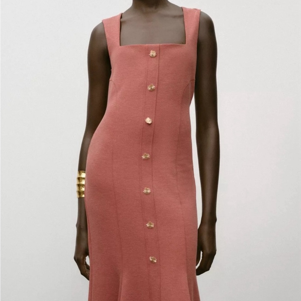 Zara Rose Button-Front Midi Dress